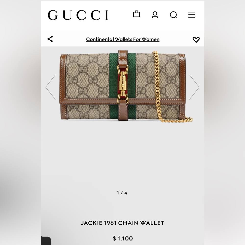 Authentic Gucci JACKIE 1961 CHAIN WALLET